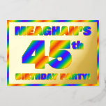 [ Thumbnail: 45th Birthday Party — Fun, Rainbow Spectrum “45” Invitation ]