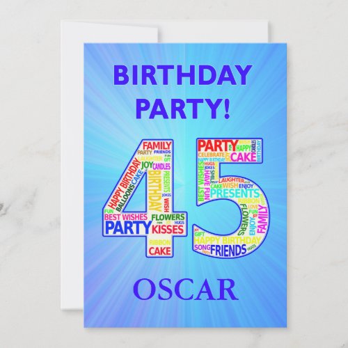 45th Birthday Party Invitation Add a Name