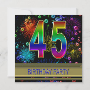 45th Birthday party Invitation with bubbles