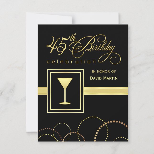 45th Birthday Party Invitations - with Monogram (Front)