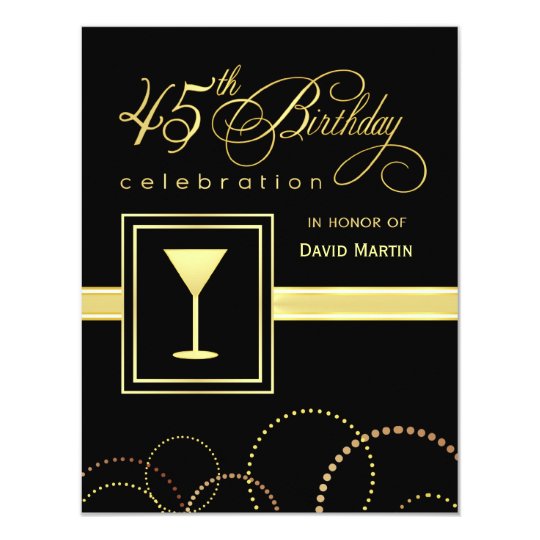 45th Birthday Party Invitations with Monogram