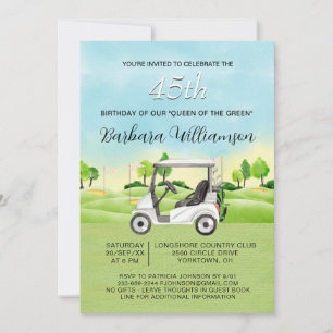 45th Birthday Party Lady Golfer Theme Invitation