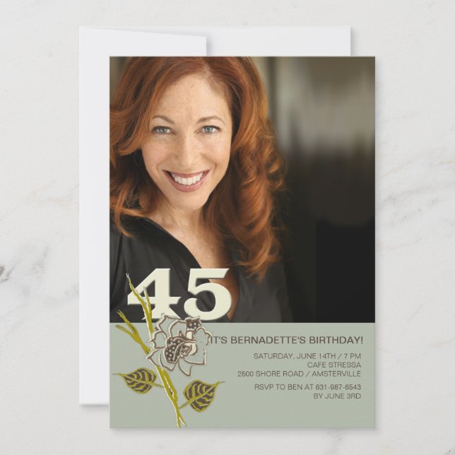 45th Birthday Photo Invitation (Front)