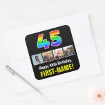 [ Thumbnail: 45th Birthday: Rainbow “45”; Custom Photos & Name Sticker ]