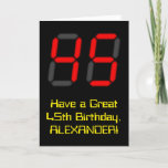 [ Thumbnail: 45th Birthday: Red Digital Clock Style "45" + Name Card ]