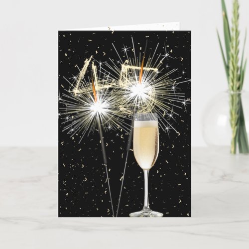 45th Birthday Sparklers With White Wine Card