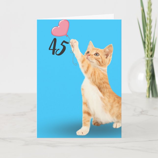 45th birthday tabby cat card (Front)
