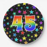 [ Thumbnail: 45th Event: Bold, Fun, Colorful Rainbow 45 Paper Plates ]