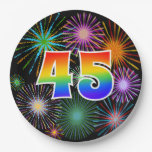 [ Thumbnail: 45th Event - Fun, Colorful, Bold, Rainbow 45 Paper Plates ]