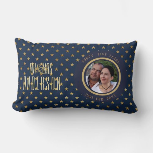 45th PHOTO Wedding Anniversary Modern Gifts Lumbar Pillow