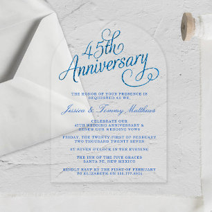 45th Sapphire Wedding Anniversary Acrylic Invitations