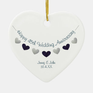 45th sapphire wedding anniversary bunting design ceramic ornament
