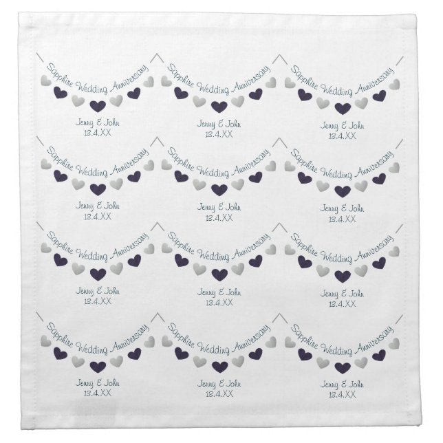 45th sapphire wedding anniversary bunting design cloth napkin (Front)