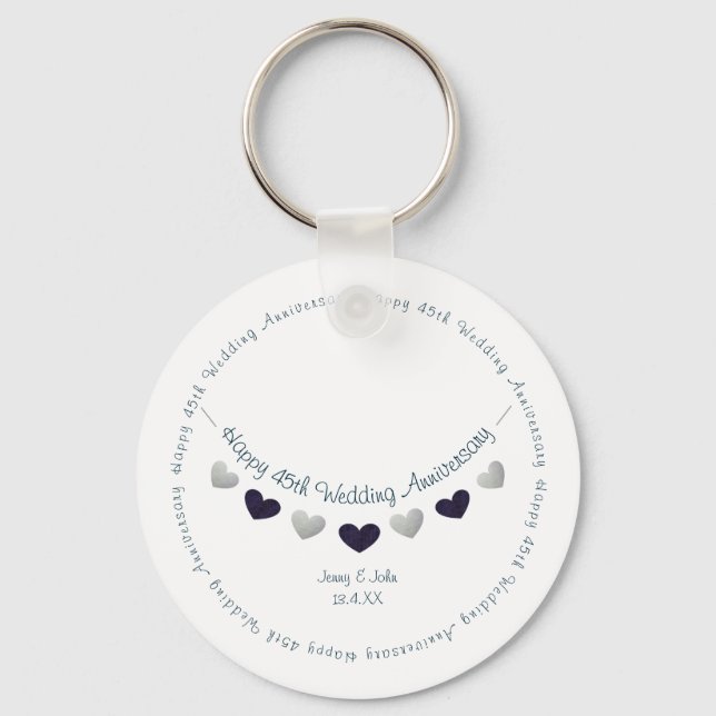 45th sapphire wedding anniversary bunting design keychain (Front)