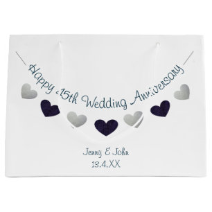 45th sapphire wedding anniversary bunting design large gift bag
