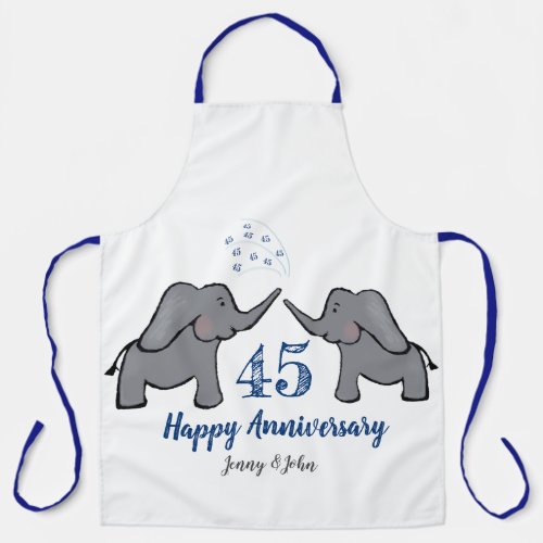 45th sapphire wedding anniversary cute elephant apron