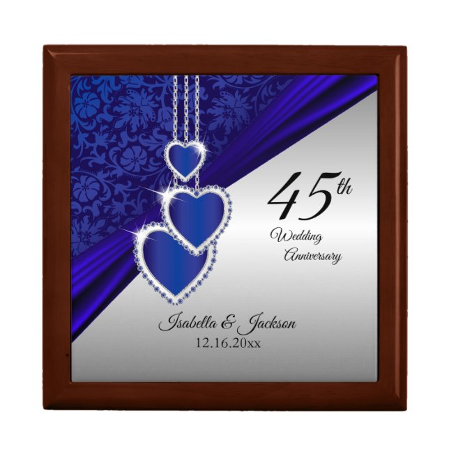 45th Sapphire Wedding Anniversary Design 2 Gift Box (Front)