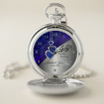 45th Sapphire Wedding Anniversary Design 2 Pocket Watch<br><div class="desc">⭐⭐⭐⭐⭐ 5 Star Review. Pocket Watch. 45th or 65th Sapphire Wedding Anniversary Design. ⭐This Product is 100% Customizable. Graphics and/or text can be added, deleted, moved, resized, changed around, rotated, etc... ✔(just by clicking on the "EDIT DESIGN" area) ⭐99% of my designs in my store are done in layers. This...</div>