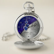 45th Sapphire Wedding Anniversary Design 2 Pocket Watch at Zazzle