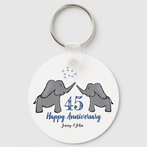 45th sapphire wedding anniversary elephant keychain