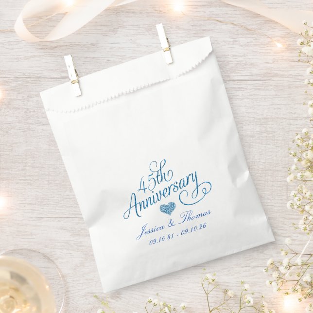 45th Sapphire Wedding Anniversary Favor Bag (Clipped)