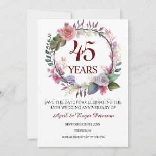 45th Sapphire Wedding Anniversary Floral Save The Date