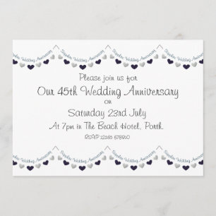 45th Sapphire Wedding Anniversary Invitation