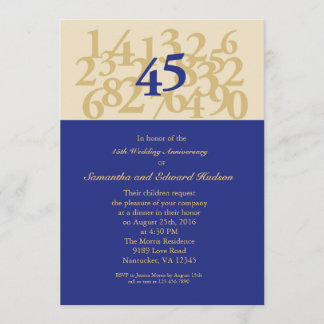 45th Sapphire Wedding Anniversary Invitation