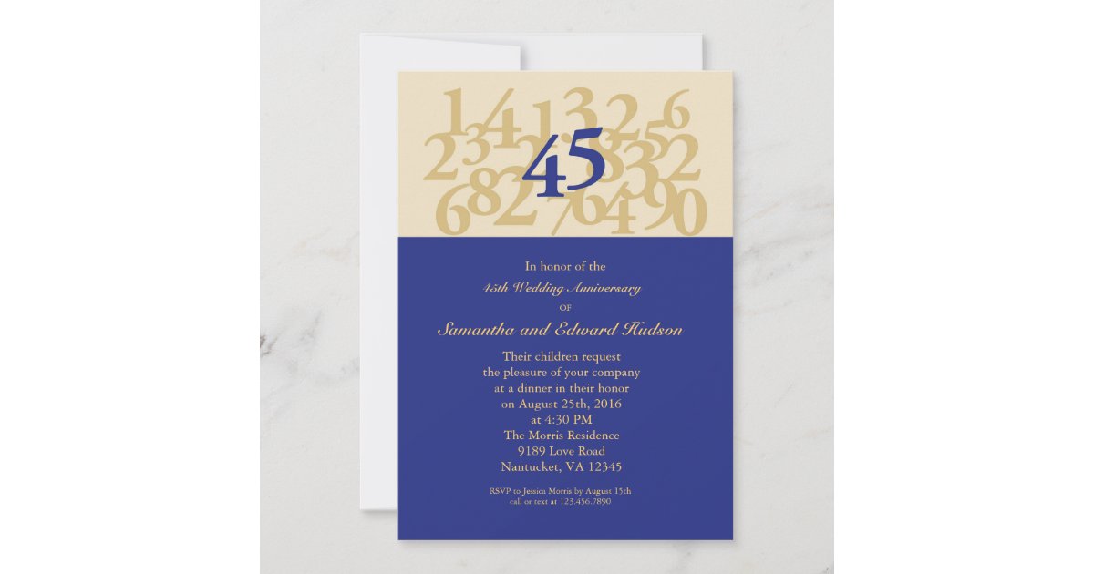 Personalised Sapphire Wedding Anniversary Invitations