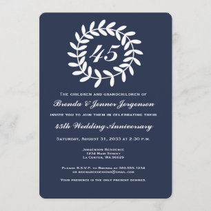 45th Sapphire Wedding Anniversary Invitation