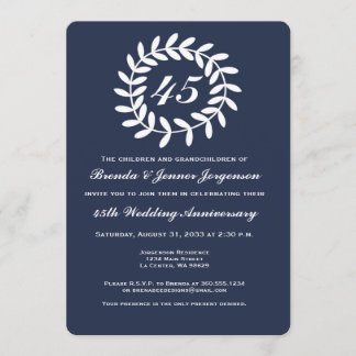 45th Sapphire Wedding Anniversary Invitation