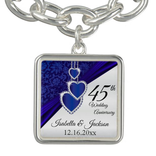 45th Sapphire Wedding Anniversary Keepsake Charm Bracelet