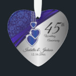 45th Sapphire Wedding Anniversary Keepsake Ornament<br><div class="desc">🥇AN ORIGINAL COPYRIGHT ART DESIGN by Donna Siegrist ONLY AVAILABLE ON ZAZZLE! 45th Sapphire Wedding Anniversary Keepsake Design Ornament ready for you to personalize. Can also be used for other occasions such as a birthday, friendship, bridal gift, etc... by simply changing the wording If needed, you can remove the text...</div>