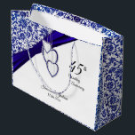 45th Sapphire Wedding Anniversary Large Gift Bag<br><div class="desc">🥇AN ORIGINAL COPYRIGHT ART DESIGN by Donna Siegrist ONLY AVAILABLE ON ZAZZLE! Large Gift Bag. Featuring a 45th or 65th Sapphire Wedding Anniversary Design. Works great for an anniversary, a wedding, a bridal shower, a bachelor or bachelorette party, for a person retiring, a birthday, etc... just by change the wording....</div>