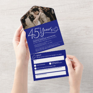 45th sapphire wedding anniversary meal RSVP photo All In One Invitation