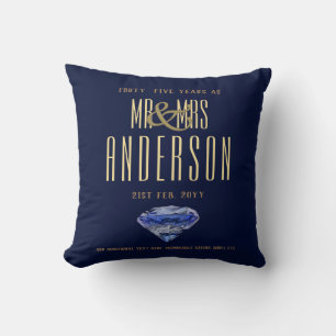 45th Sapphire Wedding Anniversary Modern Gift Throw Pillow