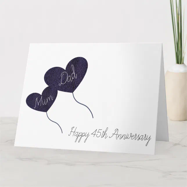 45th sapphire wedding anniversary mom & dad card | Zazzle