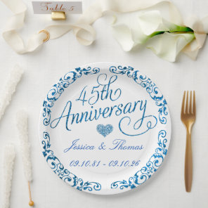45th Sapphire Wedding Anniversary Paper Plates