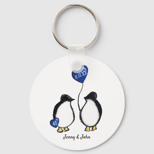 45th sapphire wedding anniversary penguin gift keychain