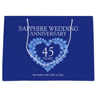 45th Sapphire Wedding Anniversary Photo Gift Bag | Zazzle