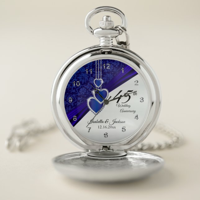 45th Sapphire Wedding Anniversary Pocket Watch (Inside)