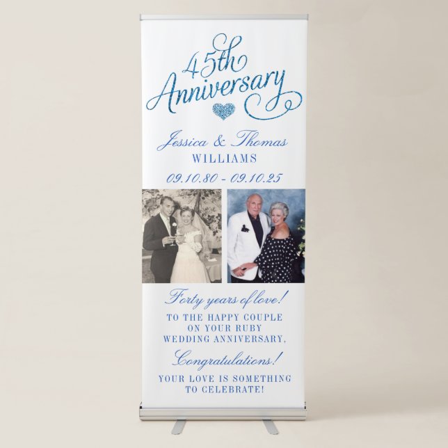 45th Sapphire Wedding Anniversary Retractable Banner (Front)