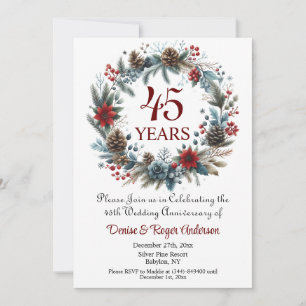 45th Sapphire Wedding Anniversary Winter Invitation
