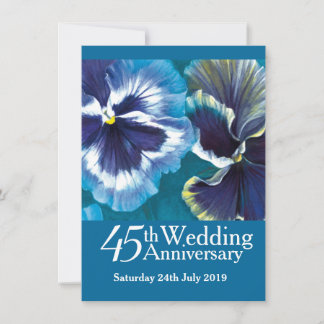 45th Sapphire Wedding Party Invitation blue