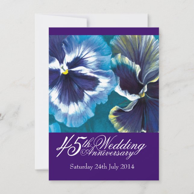 45th Sapphire Wedding Party Invitation blue (Front)
