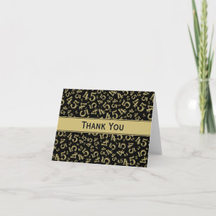 45th "Thank you!" Black/Gold Random Number Pattern Thank You Card