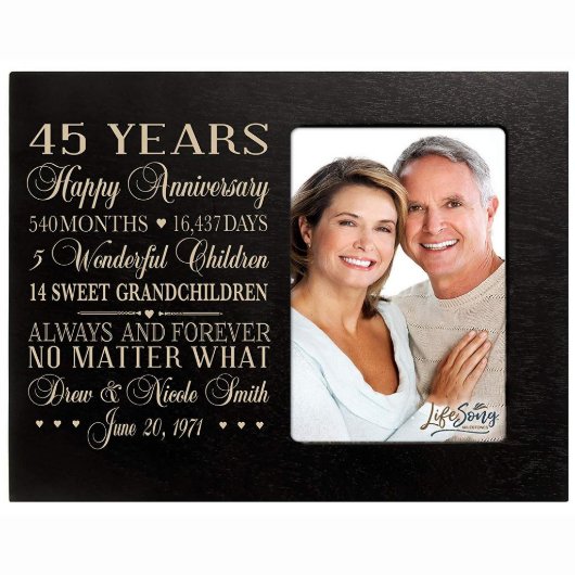 45th Wedding Anniversary Black Photo Frame (Front)
