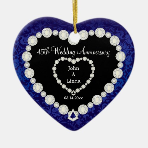 45th Wedding Anniversary Ceramic Ornament