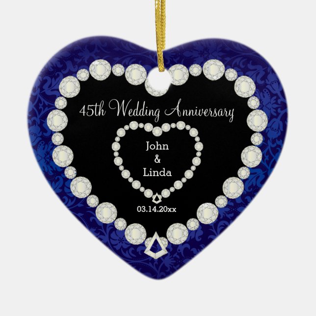 45th Wedding Anniversary Ceramic Ornament (Front)