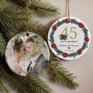 45th Wedding Anniversary Christmas Gifts Ornament